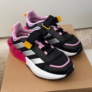 Adidas Kids' Black, Pink, and Yellow Sneakers